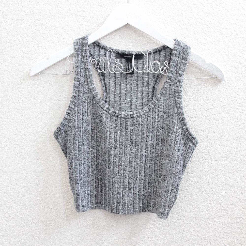 ♡ Forever 21 Speckled Gray Ribbed Crop Top ♡